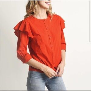 Current/Elliot Red Ruffle Blouse